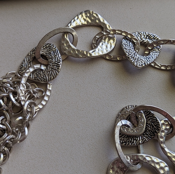 Chico's Vintage Silver Tone Chunky Mixed Link Rhinestone Accent Belt - Picture 6 of 12